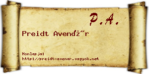 Preidt Avenár névjegykártya